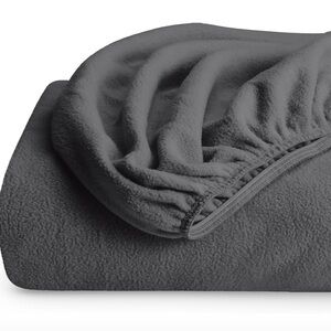 New Bare Home Super Soft Grey Polar  Fleece Sheet Set Queen Size